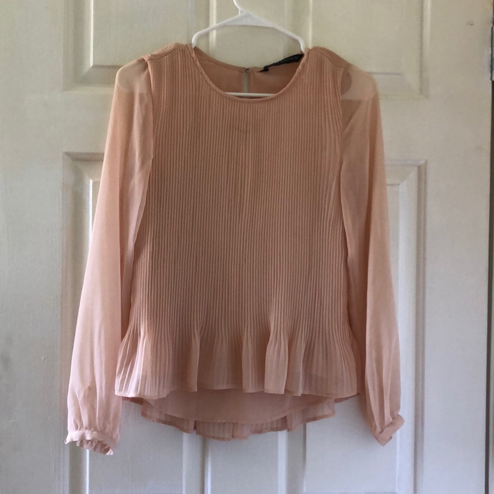 Zara Blush Pleated Blouse
